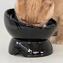 DexyPaws Elevated Ceramic Cat Bowl - Black, 7oz
