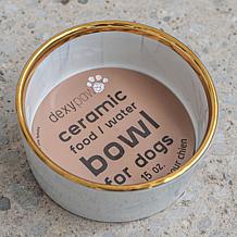 DEXYPAWS Grey Marble Dog Bowl with Gold Accent 6.3"