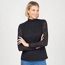 DG2 by Diane Gilman Brushed Lace Mockneck Top