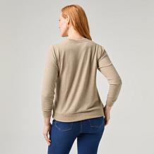 DG2 by Diane Gilman Brushed Sweater Knit Embellished Crew Neck Top