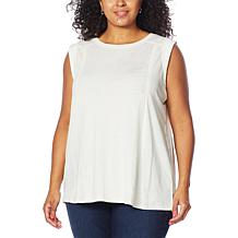 DG2 by Diane Gilman Burnout Jersey Pleat Front Swing Tank