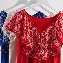 DG2 by Diane Gilman Burnout Lace Flounce Top