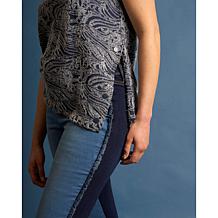 DG2 by Diane Gilman Burnout Tee with Snap Detail