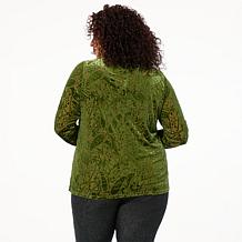 DG2 by Diane Gilman Burnout Velvet Mock-Neck Top