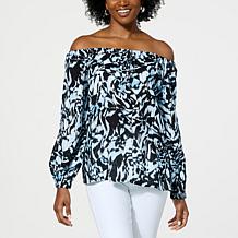 DG2 by Diane Gilman Challis Printed Off-the-Shoulder Blouse