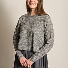 DG2 by Diane Gilman Combo Textured Tweed & Jersey Knit Hi-Low Top