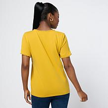 DG2 by Diane Gilman Cotton Jersey Short Sleeve Square Neck Top