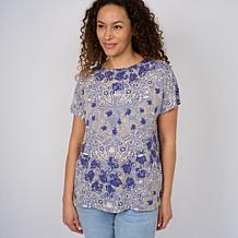 DG2 by Diane Gilman Cotton Modal Slub-Printed Dolman Tee