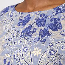 DG2 by Diane Gilman Cotton Modal Slub-Printed Dolman Tee