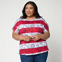 DG2 by Diane Gilman Cotton Modal Slub-Printed Dolman Tee