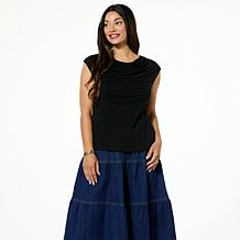 DG2 by Diane Gilman Cowl Ruched Sleeveless Top