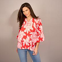 DG2 by Diane Gilman Crepe De Chine Lantern Sleeve Easy Top