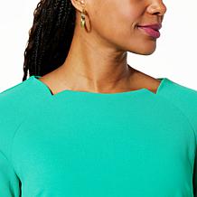 DG2 by Diane Gilman Crepe Knit Lantern Sleeve Blouse