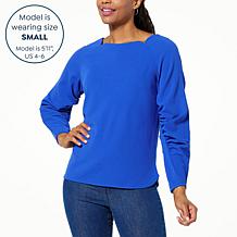 DG2 by Diane Gilman Crepe Knit Lantern Sleeve Blouse