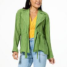DG2 by Diane Gilman Crinkled Crepe Drawstring Waist Blazer
