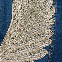 DG2 by Diane Gilman Diamond Collection Wing Embroidered Denim Jacket