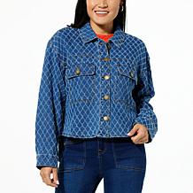 DG2 by Diane Gilman Diamond Laser Relaxed Denim Jacket
