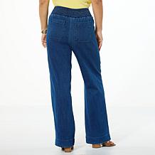 DG2 by Diane Gilman Dream Drape Smocked Waist Wide-Leg Jean