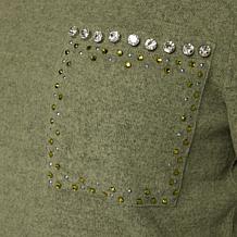DG2 by Diane Gilman Embellished Brushed Sweater Knit Short-Sleeve Top