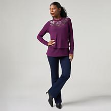 DG2 by Diane Gilman Embellished Bushed Sweater Knit Easy Top