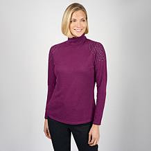 DG2 by Diane Gilman Embellished Long-Sleeve Turtleneck Top