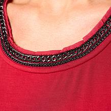 DG2 by Diane Gilman Embellished U-Neck Short-Sleeve Tee