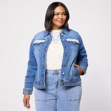 DG2 by Diane Gilman Embroidered Classic Stretch Denim Jacket