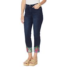 DG2 by Diane Gilman Embroidered Cuff Cropped Skinny Jean