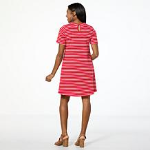 DG2 by Diane Gilman Embroidered Striped Knit Swing Dress
