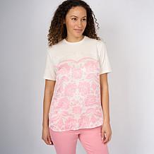 DG2 by Diane Gilman Everyday Jersey Knit Scarf Print Top