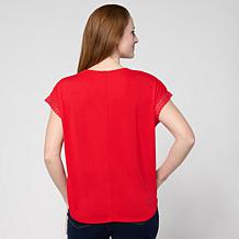 DG2 by Diane Gilman Everyday Jersey Lace Trimmed Knit Top