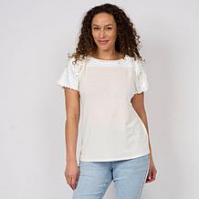 DG2 by Diane Gilman Everyday Jersey Payette Yoke Knit Top