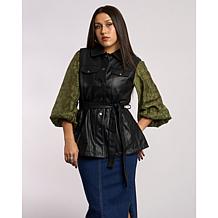DG2 by Diane Gilman Faux Leather Belted Moto Vest