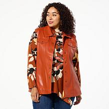 DG2 by Diane Gilman Faux Leather Belted Moto Vest