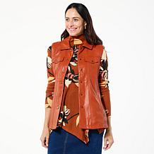 DG2 by Diane Gilman Faux Leather Belted Moto Vest