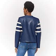 DG2 by Diane Gilman Faux Leather Striped Jacket