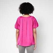 DG2 by Diane Gilman Hammered Satin Bubble Sleeve Top