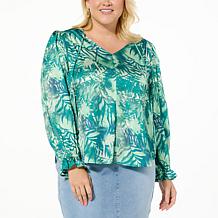 DG2 by Diane Gilman Just Like Silk V-Neck Peasant Blouse