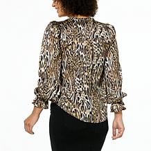 DG2 by Diane Gilman Just Like Silk V-Neck Peasant Blouse