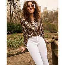 DG2 by Diane Gilman Just Like Silk V-Neck Peasant Blouse