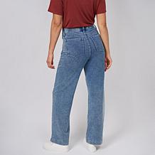 DG2 by Diane Gilman Knit Flex Denim Pull-On Wide-Leg Pant