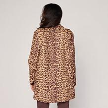 DG2 by Diane Gilman Leopard Print Faux Suede Car Coat