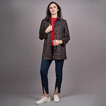 DG2 by Diane Gilman Leopard Print Faux Suede Car Coat