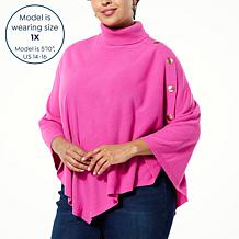 DG2 by Diane Gilman Lux Touch Sweater Knit Turtleneck Cape