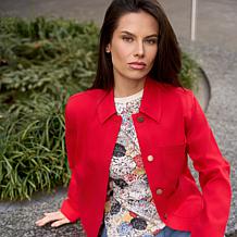 DG2 by Diane Gilman Luxe Touch Denim Patch Pocket Utility Jacket