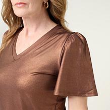 DG2 by Diane Gilman Metallic Foil Jersey Top