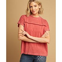 DG2 by Diane Gilman Metallic-Trimmed Relaxed Crew Neck Knit Top