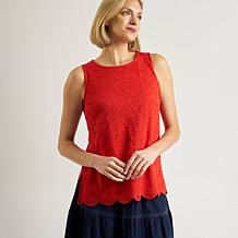 DG2 by Diane Gilman Mixed Media Lace Tank