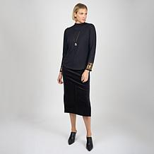DG2 by Diane Gilman Mock-Neck Embellished Sleeve Knit Top