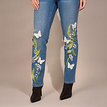 DG2 by Diane Gilman New Classic Stretch Denim 3D Embellished Jean